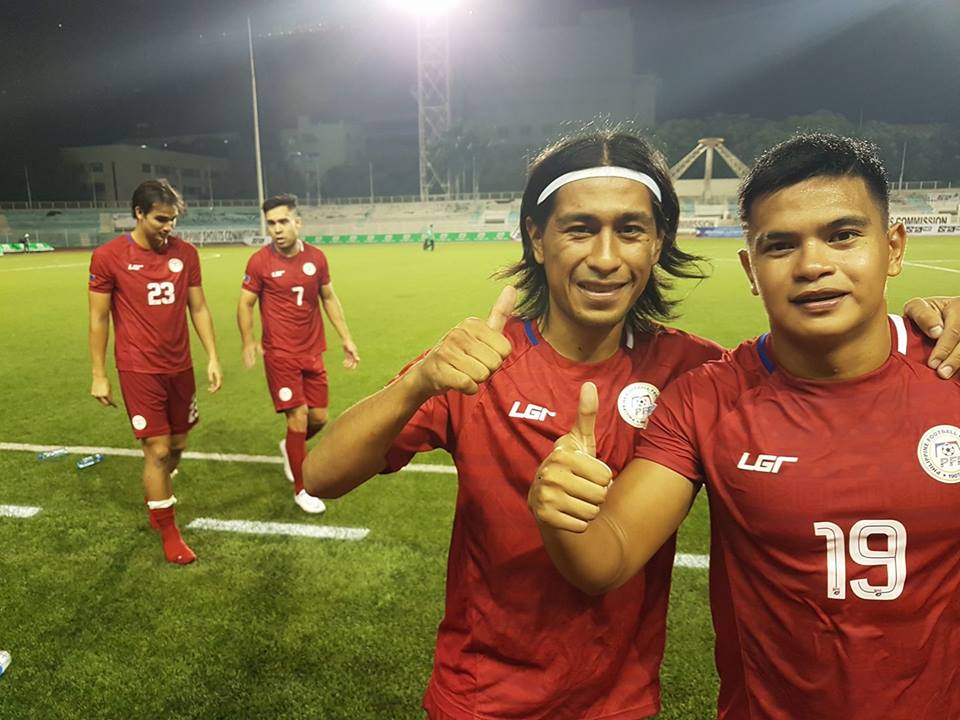Các cầu thủ Philippines ăn mừng sau chiến thắng trước Krygyzstan mới đây. Ảnh: Facebook The Philippine Footbal Federation.
